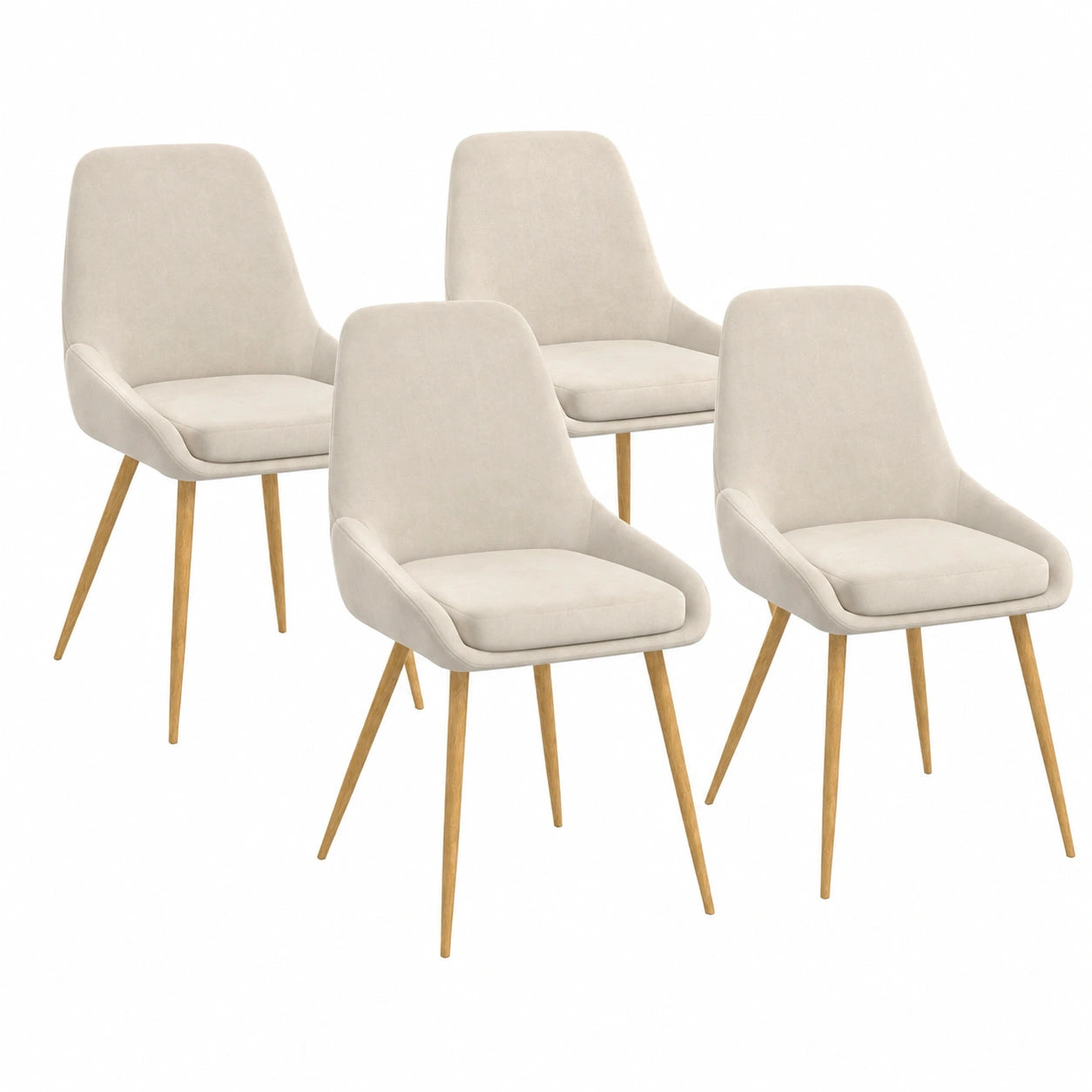 Chaise, en velours, coloris beige, pour la salle à manger ou la cuisine