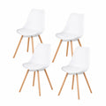 Chaise, en bois massif, rembourré, coloris blanc, pour la salle à manger ou la cuisine