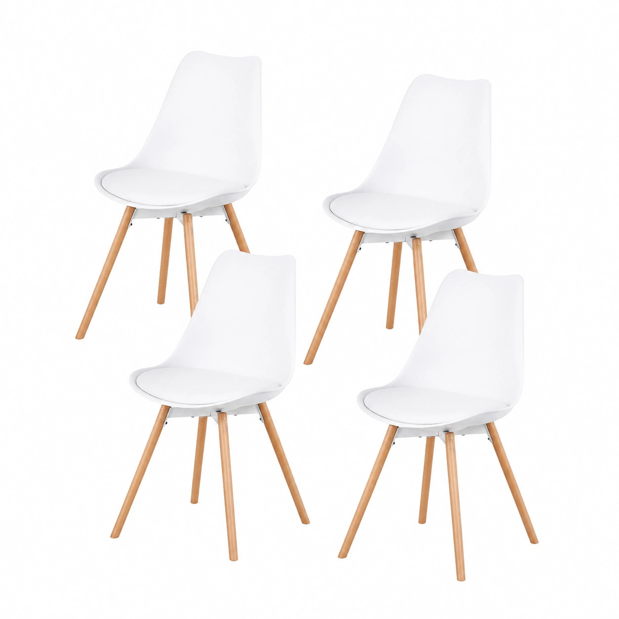 Chaise, en bois massif, rembourré, coloris blanc, pour la salle à manger ou la cuisine
