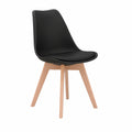 Chaise, en bois massif, avec coussin, coloris noir, pour la salle à manger ou la cuisine