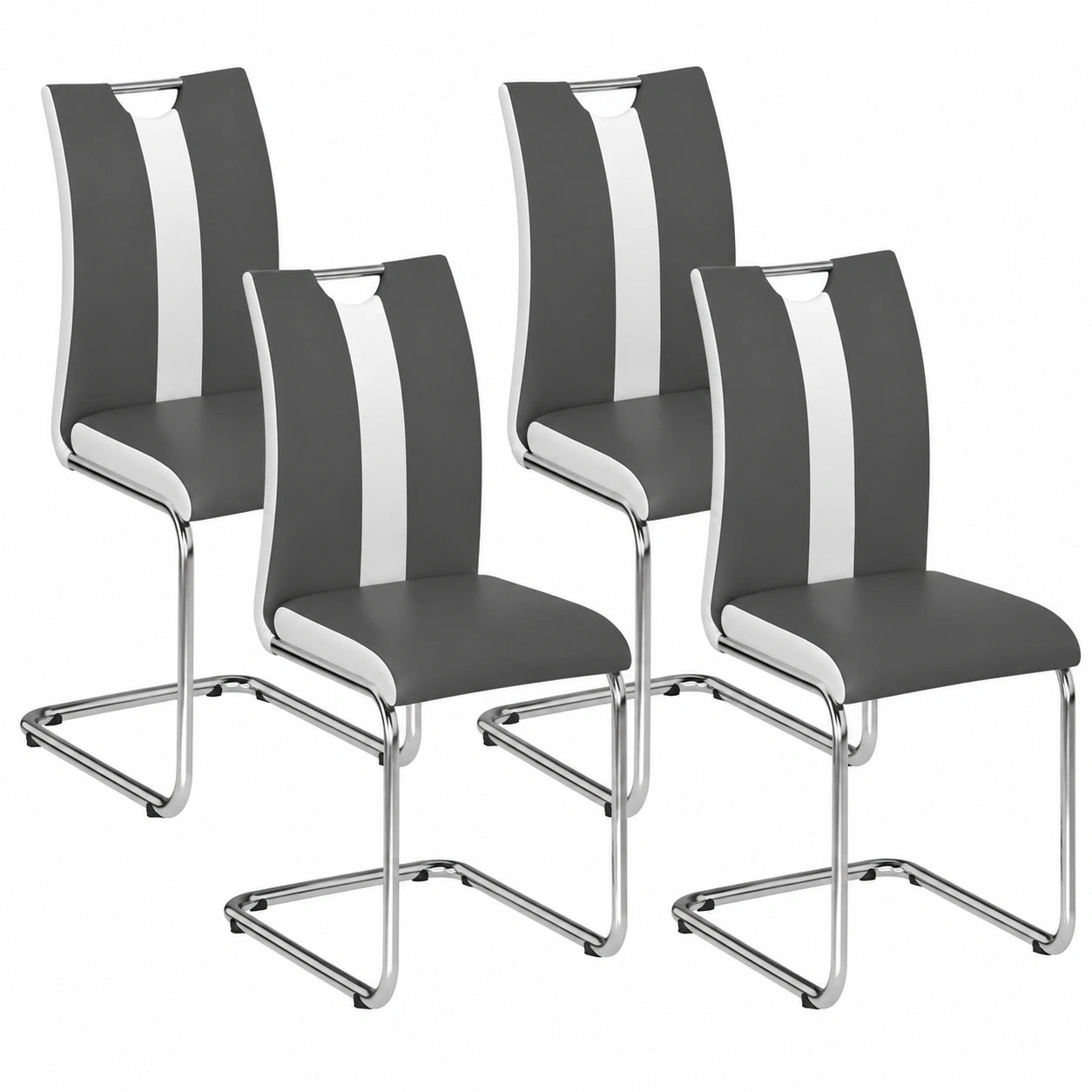 Chaise, coloris blanc et gris, pour la salle à manger ou la cuisine