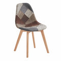 Chaise, en bois massif et tissu, coloris brun, pour la salle à manger ou la cuisine