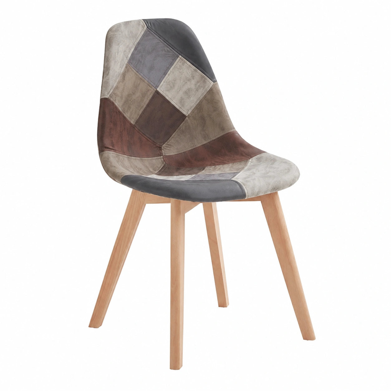 Chaise, en bois massif et tissu, coloris brun, pour la salle à manger ou la cuisine