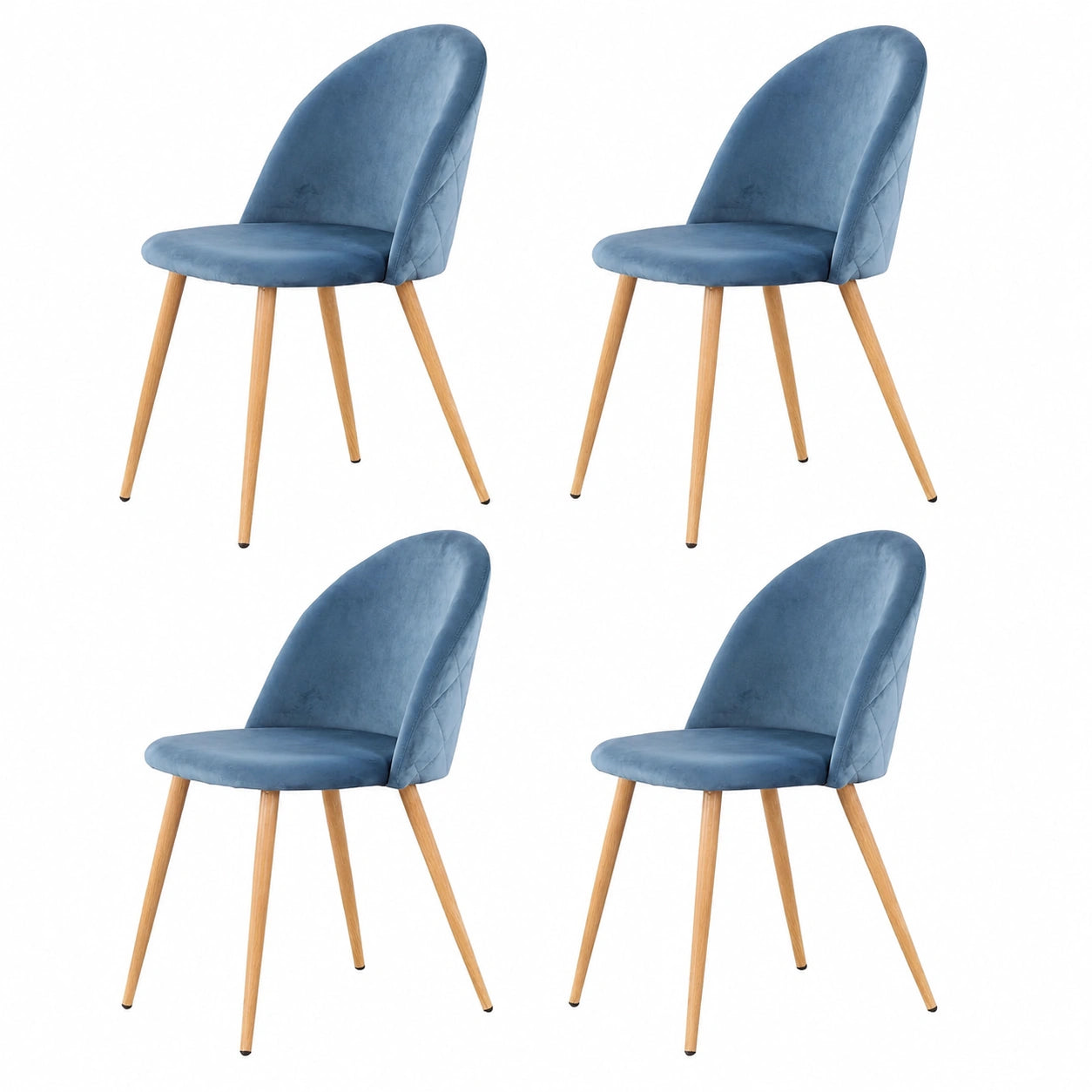 Chaise, avec coussin, rembourré, en velours, coloris bleu, pour la salle à manger ou la cuisine
