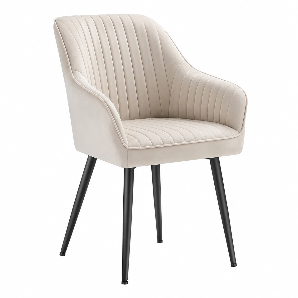 Fauteuil, en métal et velours, rembourré, coloris noir et beige, pour le salon ou la chambre