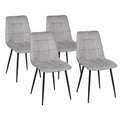 Chaise, en velours, coloris gris, pour la salle à manger ou la cuisine