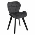 Chaise, en velours, coloris noir et gris, pour la salle à manger ou la cuisine