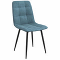 Chaise, en velours, coloris gris et bleu, pour la salle à manger ou la cuisine