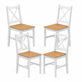 Chaise, coloris blanc et naturel, pour la salle à manger ou la cuisine