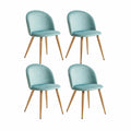 Chaise, rembourré, en chêne et velours, coloris vert, pour la salle à manger ou la cuisine