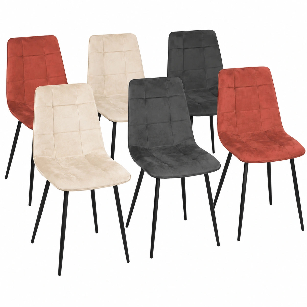 Chaise, en velours, coloris gris et beige, pour la salle à manger ou la cuisine