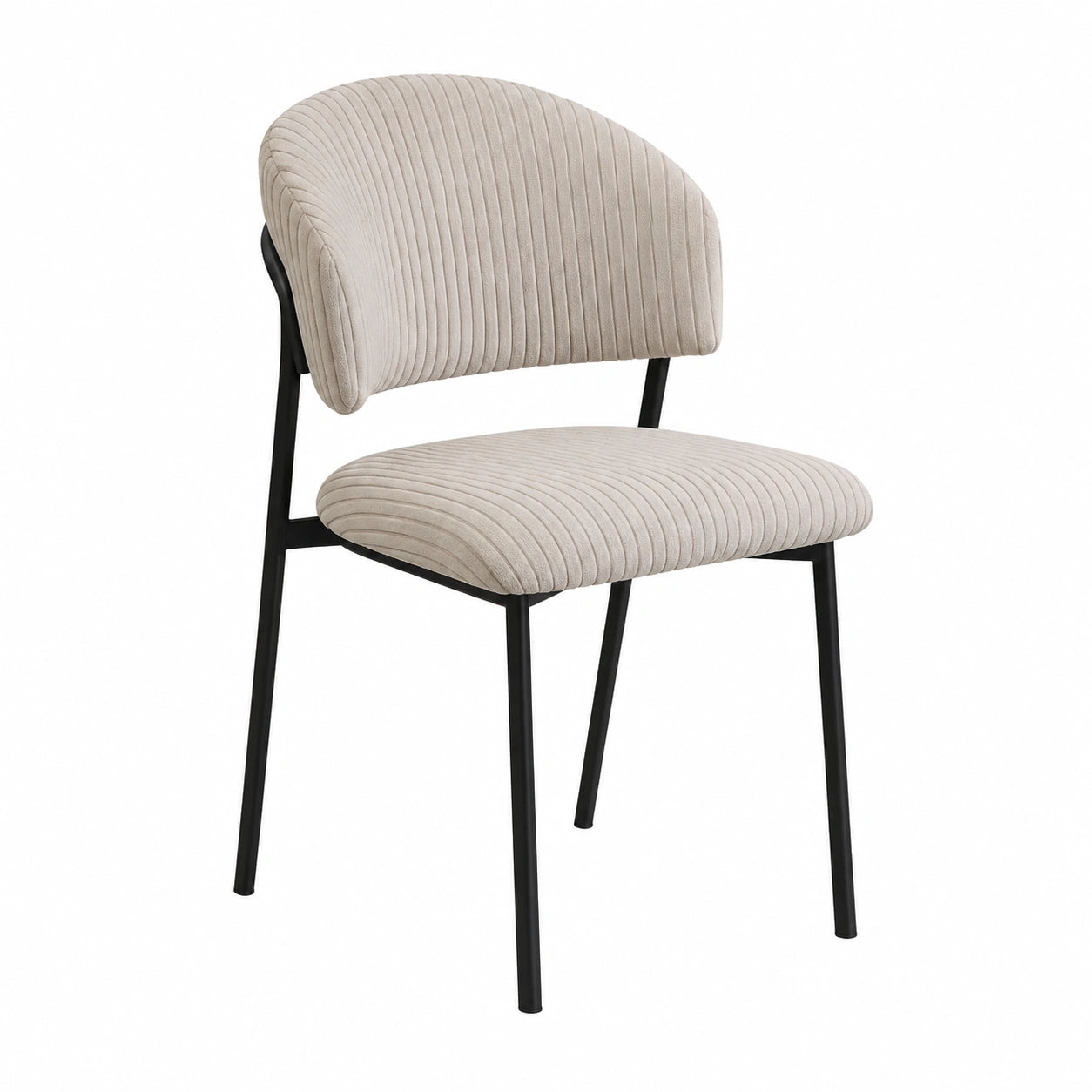 Chaise, rembourré, en acier et velours côtelé, 4 pièces, coloris gris, pour la salle à manger ou la cuisine