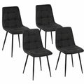 Chaise, en velours, coloris noir, pour la salle à manger ou la cuisine
