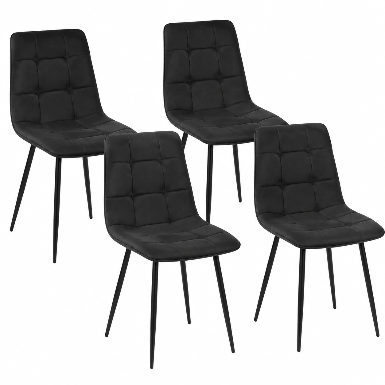 Chaise, en velours, coloris noir, pour la salle à manger ou la cuisine