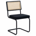Chaise, rembourré, en acier et résine tressée, coloris noir et naturel, pour la salle à manger ou la cuisine