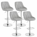 Chaise, en métal et similicuir, pivotant, réglable, coloris gris, pour la salle à manger ou la cuisine