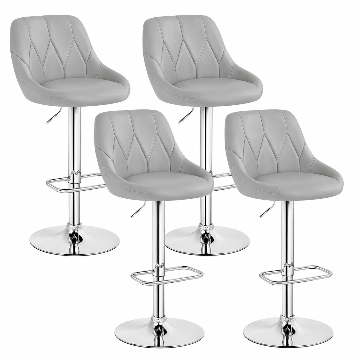 Chaise, en métal et similicuir, pivotant, réglable, coloris gris, pour la salle à manger ou la cuisine